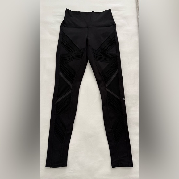 Alo Yoga Black Mesh Panels Moto Sheer Panel - High Rise Waist - Picture 3 of 8